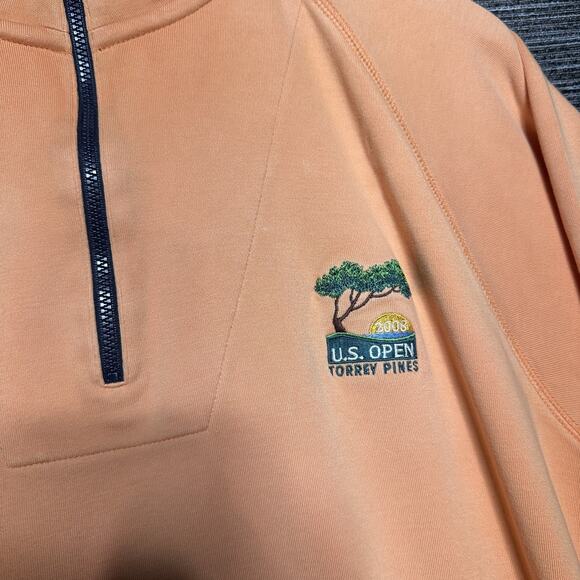 Bobby Jones Sweater Men's XL Orange 1/4 Zip Pullover 2008 US Open Torrey Pines - Picture 2 of 16